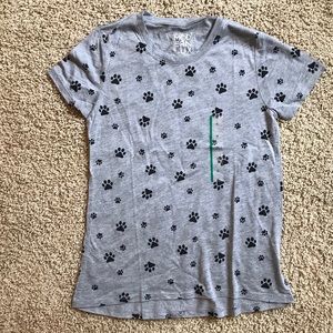 Modern Lux long t-shirt with paw print pattern